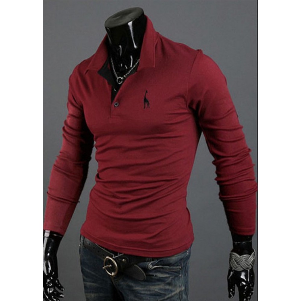 New Summer Casual Men's Cartoon Hooded Long-Sleeved Fashion Urban Self-Cultivation Lapel Everyday Mens T-Shirt